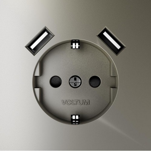 Розетка 1-м СП S70 16А с USB A+A с заземл. защ. шторки механизм шелк Voltum VLS040404