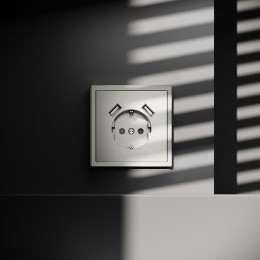 Розетка 1-м СП S70 16А с USB A+A с заземл. защ. шторки механизм шелк Voltum VLS040404