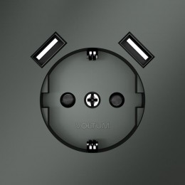 Розетка 1-м СП S70 16А с USB A+A с заземл. защ. шторки механизм титан Voltum VLS040406