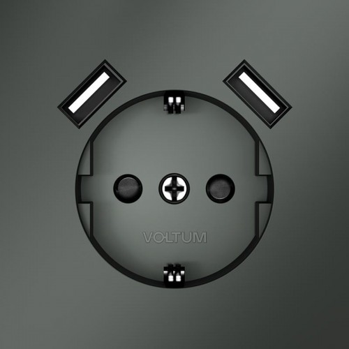 Розетка 1-м СП S70 16А с USB A+A с заземл. защ. шторки механизм титан Voltum VLS040406