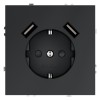 Розетка 1-м СП S70 16А с USB A+A с заземл. защ. шторки механизм графит Voltum VLS040407