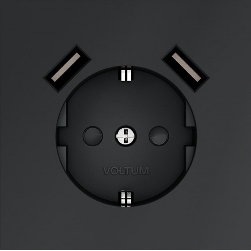 Розетка 1-м СП S70 16А с USB A+A с заземл. защ. шторки механизм графит Voltum VLS040407