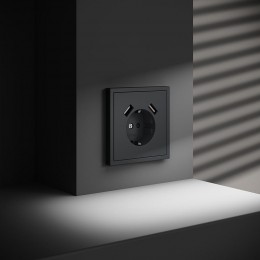 Розетка 1-м СП S70 16А с USB A+A с заземл. защ. шторки механизм графит Voltum VLS040407