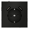 Розетка 1-м СП S70 16А с USB A+A с заземл. защ. шторки механизм черн. матов. Voltum VLS040408