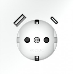 Розетка 1-м СП S70 16А с USB A+С с заземл. защ. шторки механизм бел. матов. Voltum VLS040502