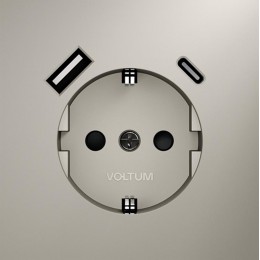 Розетка 1-м СП S70 16А с USB A+С с заземл. защ. шторки механизм кашемир Voltum VLS040503