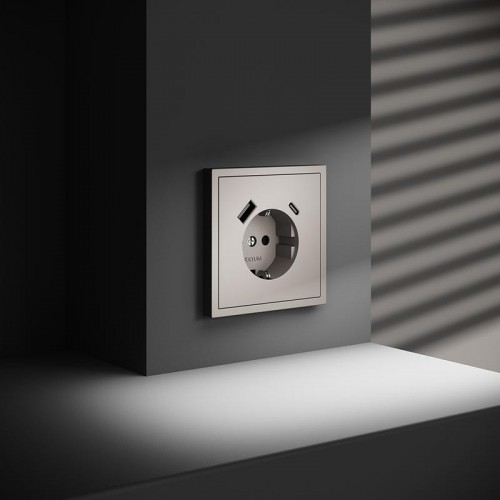 Розетка 1-м СП S70 16А с USB A+С с заземл. защ. шторки механизм кашемир Voltum VLS040503