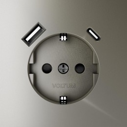 Розетка 1-м СП S70 16А с USB A+С с заземл. защ. шторки механизм шелк Voltum VLS040504