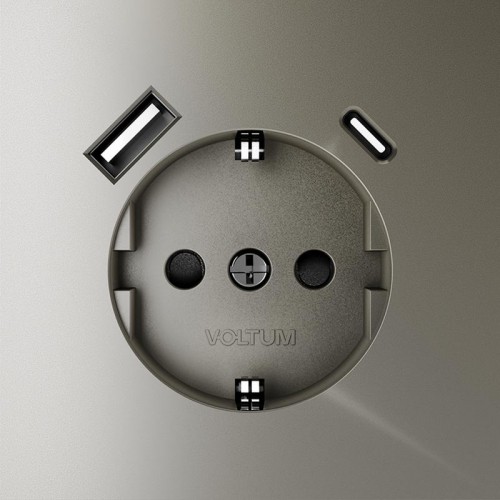 Розетка 1-м СП S70 16А с USB A+С с заземл. защ. шторки механизм шелк Voltum VLS040504