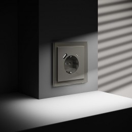 Розетка 1-м СП S70 16А с USB A+С с заземл. защ. шторки механизм шелк Voltum VLS040504