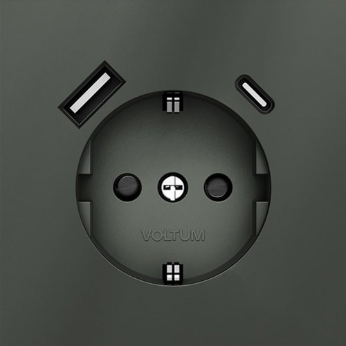 Розетка 1-м СП S70 16А с USB A+С с заземл. защ. шторки механизм титан Voltum VLS040506