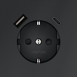 Розетка 1-м СП S70 16А с USB A+С с заземл. защ. шторки механизм графит Voltum VLS040507