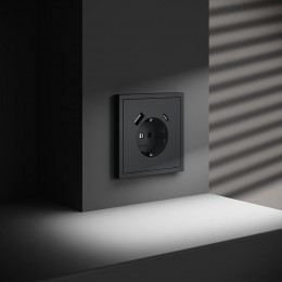 Розетка 1-м СП S70 16А с USB A+С с заземл. защ. шторки механизм графит Voltum VLS040507