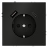 Розетка 1-м СП S70 16А с USB A+С с заземл. защ. шторки механизм черн. матов. Voltum VLS040508