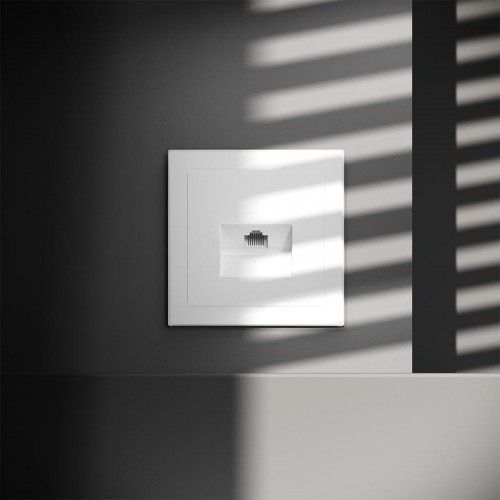 Розетка компьютерная 1-м СП S70 RJ45 кат.6 механизм бел. матов. Voltum VLS060102