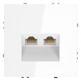 Розетка компьютерная 2-м СП S70 RJ45 + RJ45 кат.6 механизм бел. глянцевый Voltum VLS060201