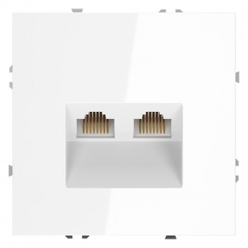 Розетка компьютерная 2-м СП S70 RJ45 + RJ45 кат.6 механизм бел. глянцевый Voltum VLS060201
