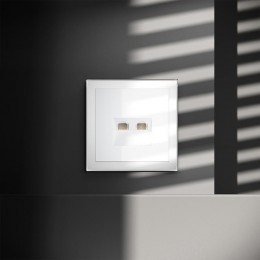 Розетка компьютерная 2-м СП S70 RJ45 + RJ45 кат.6 механизм бел. глянцевый Voltum VLS060201