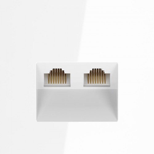 Розетка компьютерная 2-м СП S70 RJ45 + RJ45 кат.6 механизм бел. глянцевый Voltum VLS060201