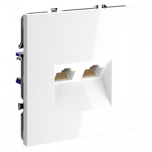 Розетка компьютерная 2-м СП S70 RJ45 + RJ45 кат.6 механизм бел. глянцевый Voltum VLS060201