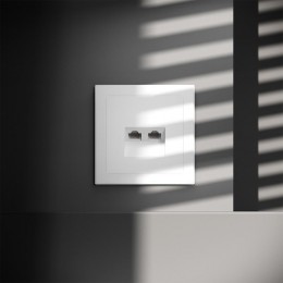 Розетка компьютерная 2-м СП S70 RJ45 + RJ45 кат.6 механизм бел. матов. Voltum VLS060202