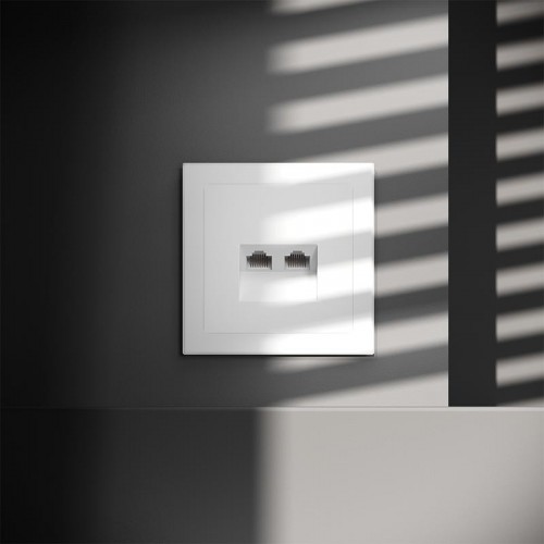 Розетка компьютерная 2-м СП S70 RJ45 + RJ45 кат.6 механизм бел. матов. Voltum VLS060202