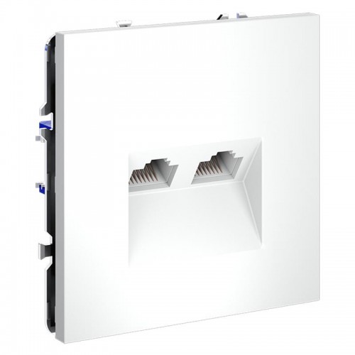 Розетка компьютерная 2-м СП S70 RJ45 + RJ45 кат.6 механизм бел. матов. Voltum VLS060202