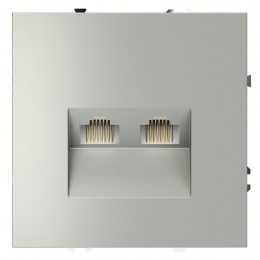 Розетка компьютерная 2-м СП S70 RJ45 + RJ45 кат.6 механизм сталь Voltum VLS060205