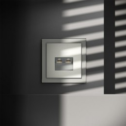 Розетка компьютерная 2-м СП S70 RJ45 + RJ45 кат.6 механизм сталь Voltum VLS060205