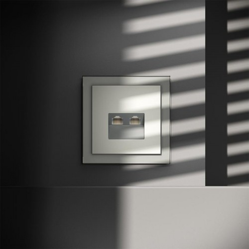 Розетка компьютерная 2-м СП S70 RJ45 + RJ45 кат.6 механизм сталь Voltum VLS060205