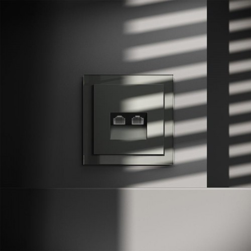 Розетка компьютерная 2-м СП S70 RJ45 + RJ45 кат.6 механизм титан Voltum VLS060206