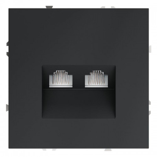 Розетка компьютерная 2-м СП S70 RJ45 + RJ45 кат.6 механизм графит Voltum VLS060207