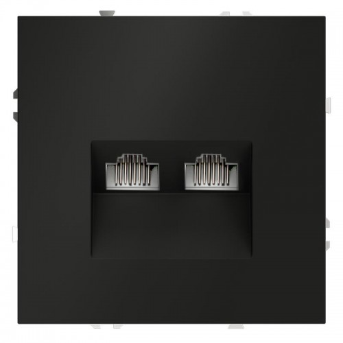 Розетка компьютерная 2-м СП S70 RJ45 + RJ45 кат.6 механизм черн. матов. Voltum VLS060208