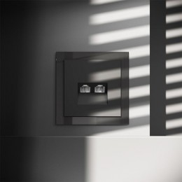 Розетка компьютерная 2-м СП S70 RJ45 + RJ45 кат.6 механизм черн. матов. Voltum VLS060208