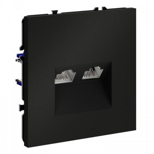 Розетка компьютерная 2-м СП S70 RJ45 + RJ45 кат.6 механизм черн. матов. Voltum VLS060208