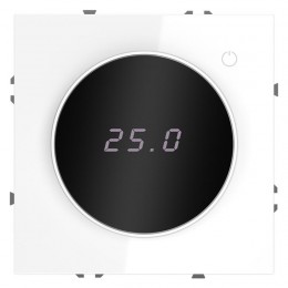 Терморегулятор электронный S70 с индикацией и датчиком для теплого пола механизм бел. глянцевый Voltum VLS070101