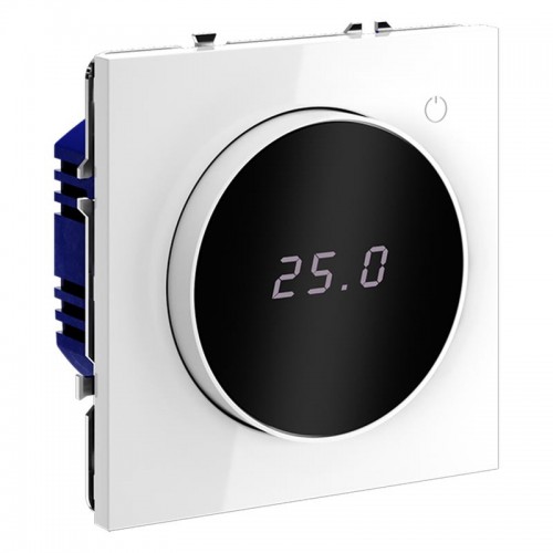 Терморегулятор электронный S70 с индикацией и датчиком для теплого пола механизм бел. глянцевый Voltum VLS070101