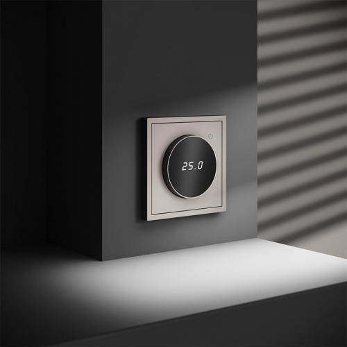 Терморегулятор электронный S70 с индикацией и датчиком для теплого пола механизм кашемир Voltum VLS070103