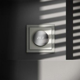 Терморегулятор электронный S70 с индикацией и датчиком для теплого пола механизм сталь Voltum VLS070105