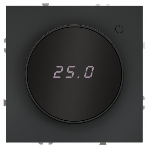 Терморегулятор электронный S70 с индикацией и датчиком для теплого пола механизм графит Voltum VLS070107