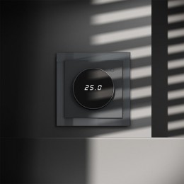 Терморегулятор электронный S70 с индикацией и датчиком для теплого пола механизм графит Voltum VLS070107