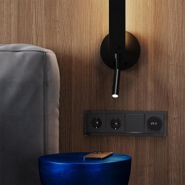 Терморегулятор электронный S70 с индикацией и датчиком для теплого пола механизм графит Voltum VLS070107