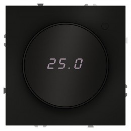 Терморегулятор электронный S70 с индикацией и датчиком для теплого пола механизм черн. матов. Voltum VLS070108