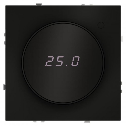 Терморегулятор электронный S70 с индикацией и датчиком для теплого пола механизм черн. матов. Voltum VLS070108