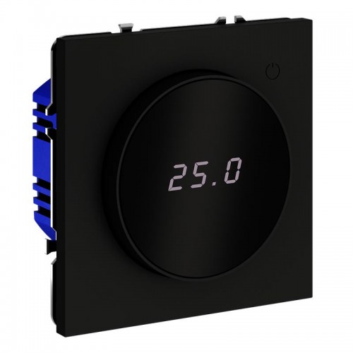 Терморегулятор электронный S70 с индикацией и датчиком для теплого пола механизм черн. матов. Voltum VLS070108
