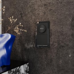 Терморегулятор электронный S70 с индикацией и датчиком для теплого пола механизм черн. матов. Voltum VLS070108