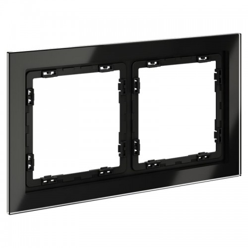 Рамка 2-м S70 стеклян. черн. Voltum VLS110208