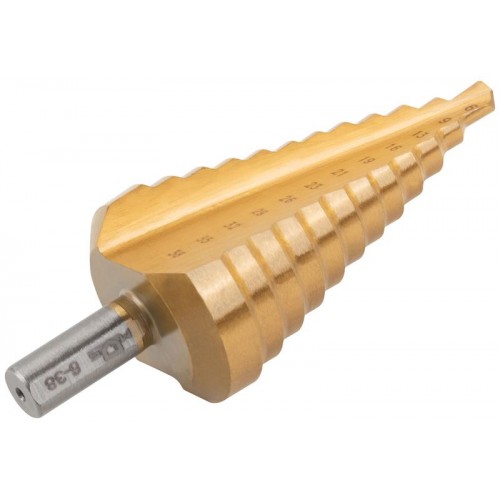 Сверло ступенчатое HSS по металлу 12 ступеней 6-9-13-16-19-21-23-26-29-32-35-38мм MOS 36386М