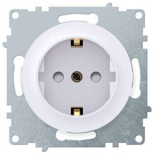 Розетка 1-м СП Florence 16А IP20 с заземл. защ. шторки винтов. контакты механизм бел. (1E10101300) OneKeyElectro 2172764