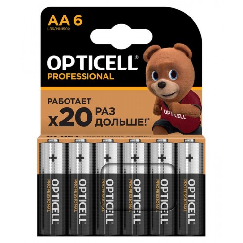 Элемент питания алкалиновый AA/LR6 (блист. 6шт) Professional Opticell 5052003